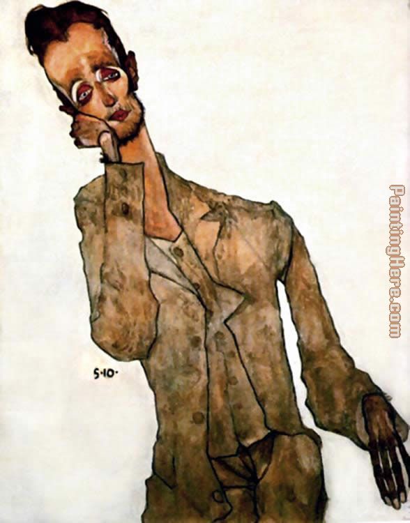 Reclining man painting - Egon Schiele Reclining man art painting